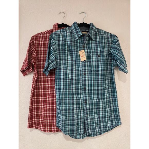 NWT RedHead Plaid Cotton Shirts Bundle S Barn Red & Blue Madras - Picture 1 of 9